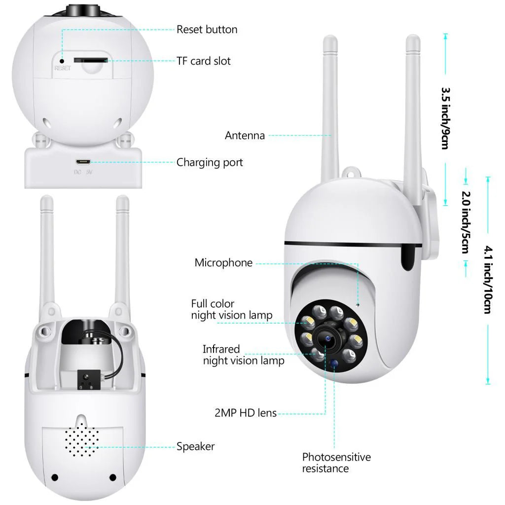 NIP-27 PTZ Wireless Camera, 2MP 1080P with Night Vision and Two-Way Audio