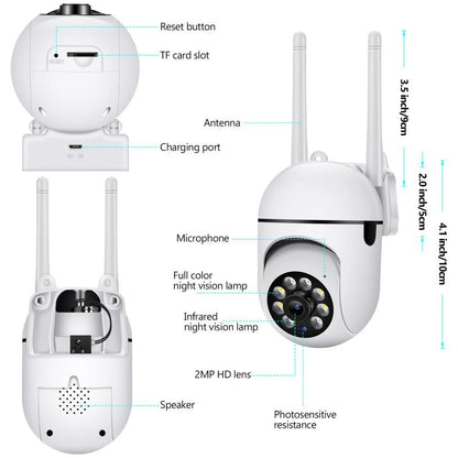 NIP-27 PTZ Wireless Camera, 2MP 1080P with Night Vision and Two-Way Audio