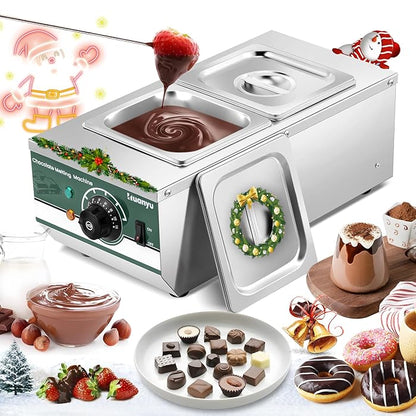 Commercial Chocolate Tempering Machine - 600W with Dual 1.6L Pots, 30C to 80C