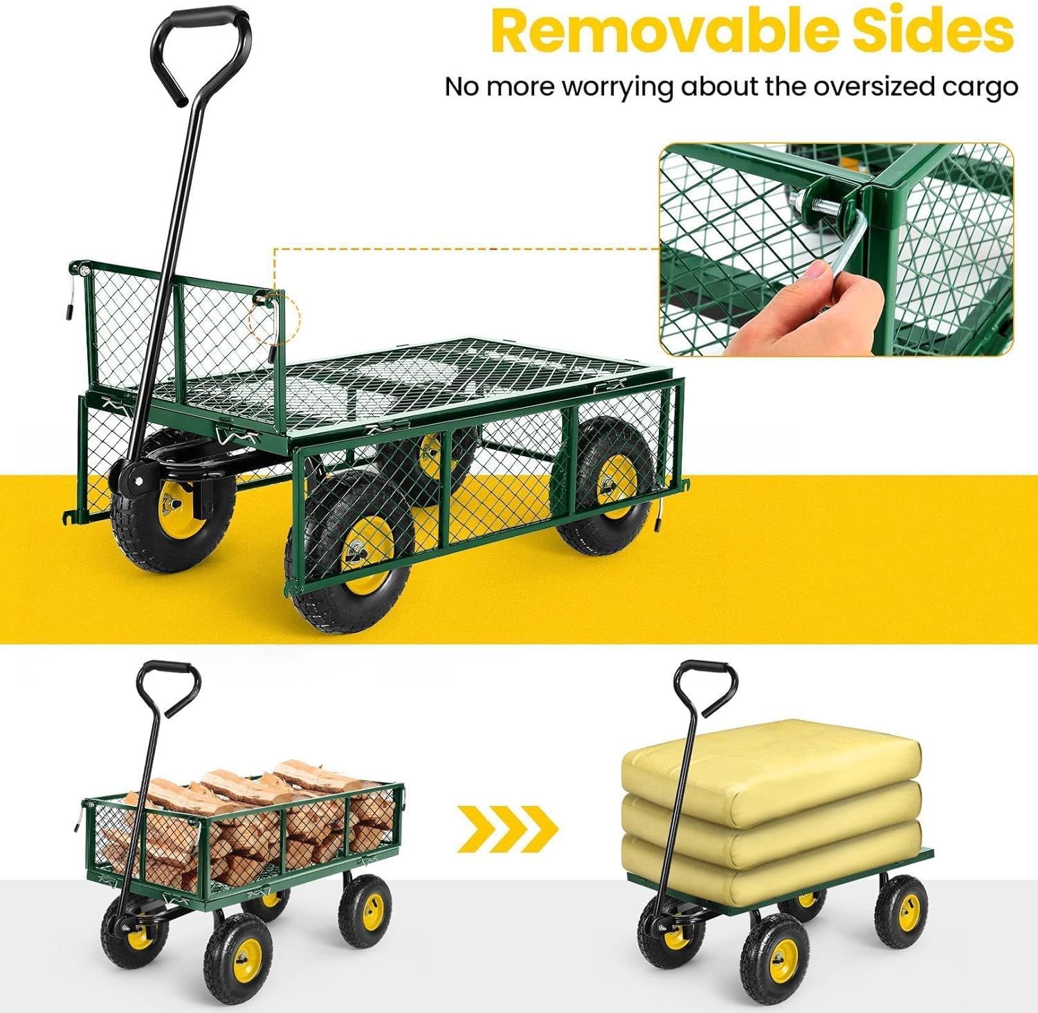 Heavy Duty Foldable Trolley Cart 360kg - Metal Mesh Utility Wagon - product image 3