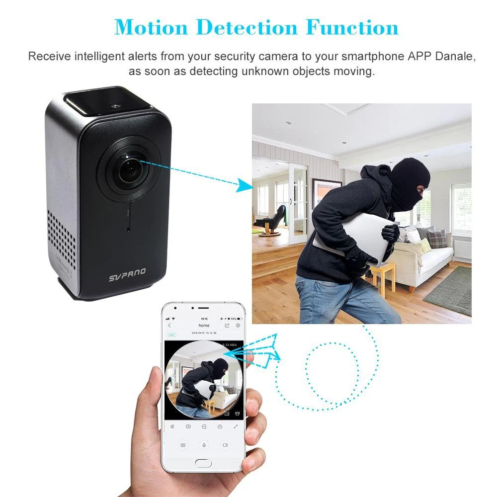 SVP720 Dual Lens Wi-Fi Security Camera, 2MP 1080P Panoramic Indoor Camera