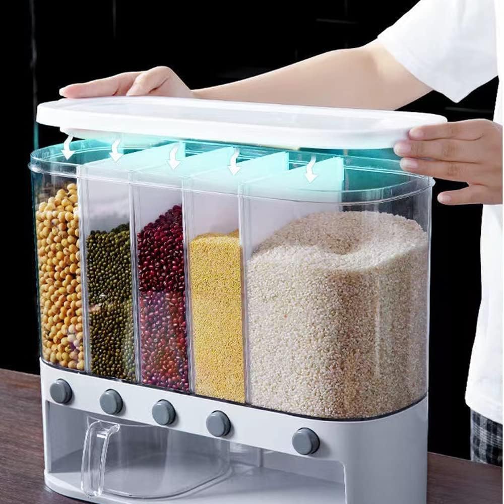 TAZEET 5-Grid Wall-Mounted Grain Dispenser 10kg - product image 3