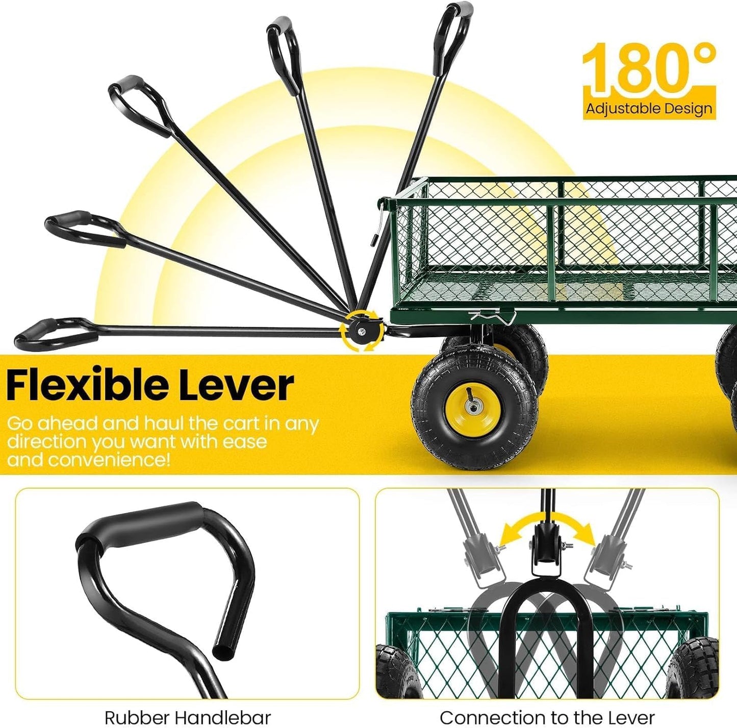 Heavy Duty Foldable Trolley Cart 360kg - Metal Mesh Utility Wagon - product image 5