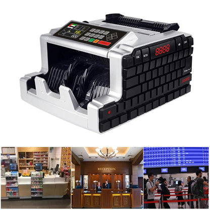 Currency counter AL-6200T showing display and control buttons