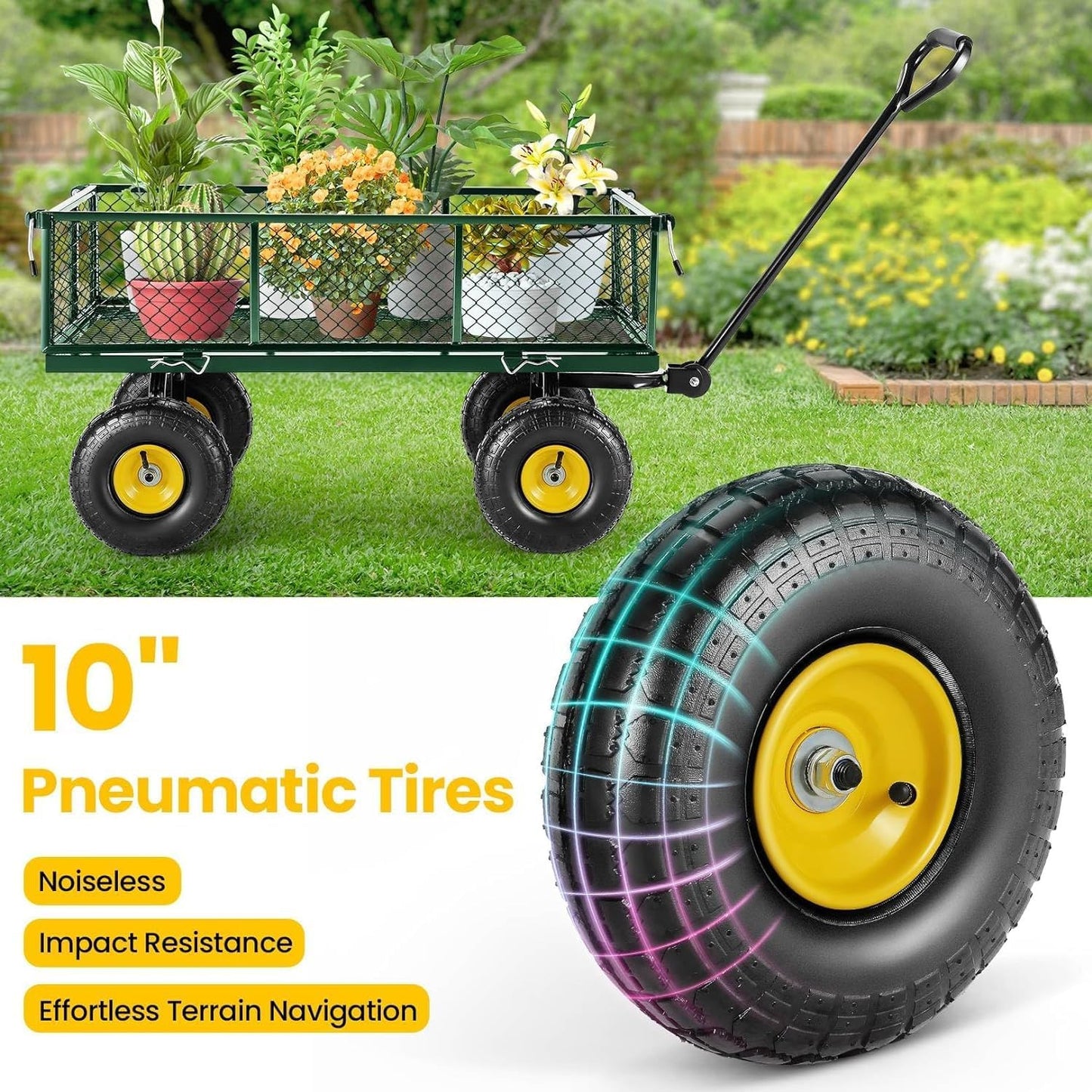 Heavy Duty Foldable Trolley Cart 360kg - Metal Mesh Utility Wagon - product image 4