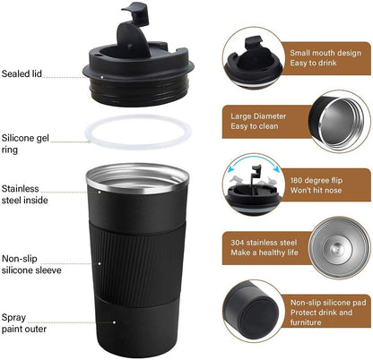 380ml Vacuum Insulated Stainless Steel Coffee Cup – Hot & Cold Travel Mug with Flip Lid - image 4