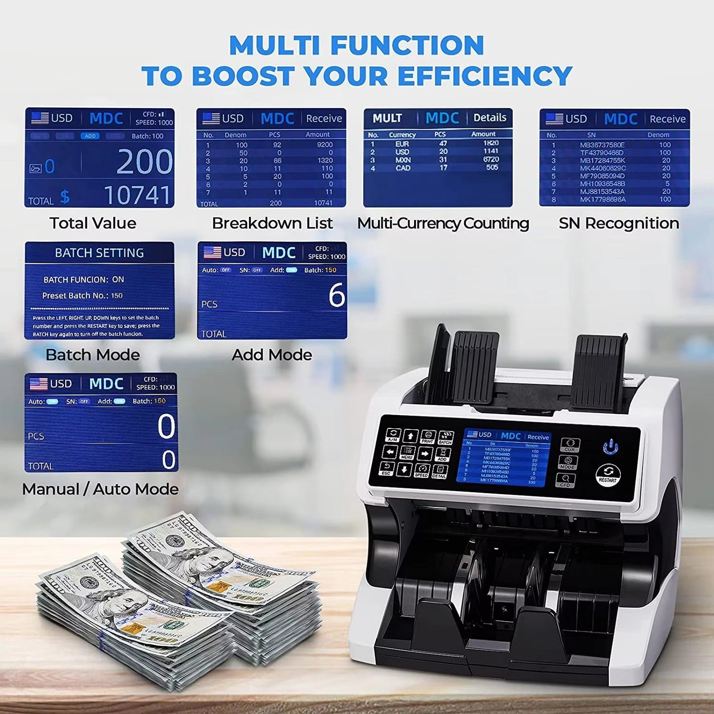 AL-920 Currency Counter with UV MG IR Detection - product image 4