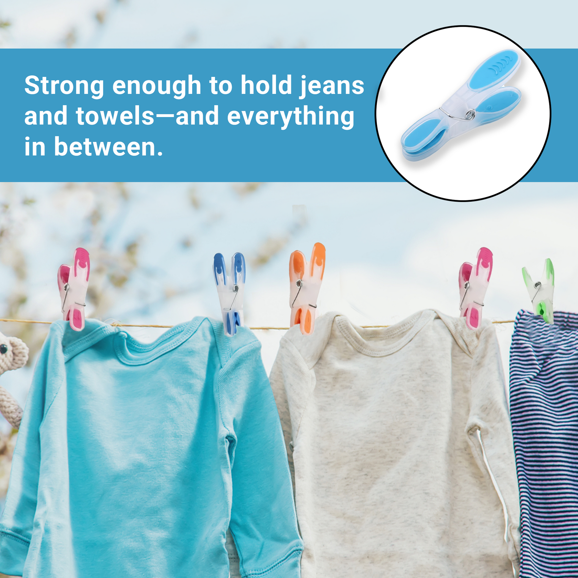 48-Piece Heavy-Duty Clothes Pegs - Windproof Laundry Clips - product image 4