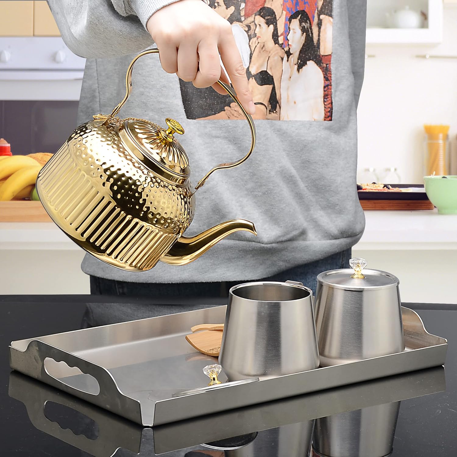 Antique Stainless Steel Teapot with Infuser - product image 8