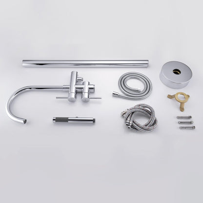 Freestanding Bathtub Faucet Tub Filler - Chrome Floor Mounted Brass Faucet with Handheld Shower - image 9