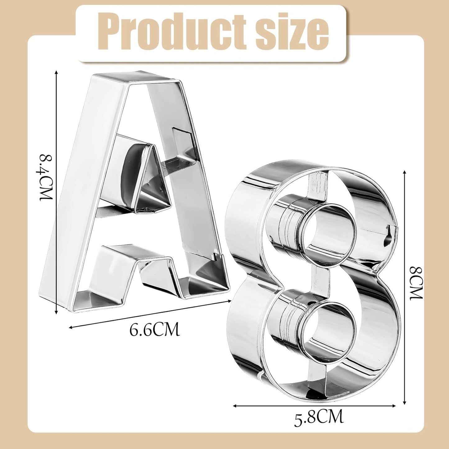 Stainless Steel Alphabet and Number Cookie Cutters Set - product image 2