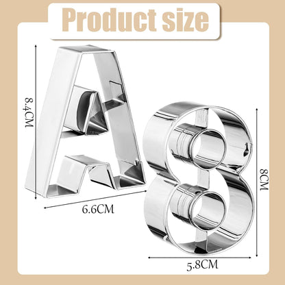 Stainless Steel Alphabet and Number Cookie Cutters Set - product image 2