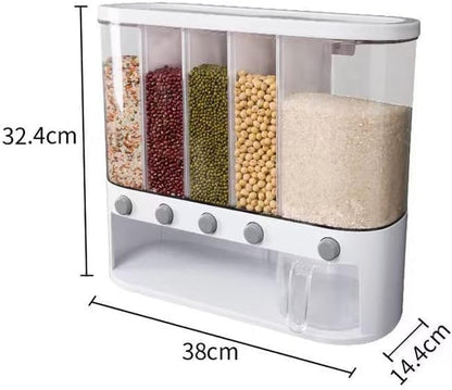 TAZEET 5-Grid Wall-Mounted Grain Dispenser 10kg - product image 6