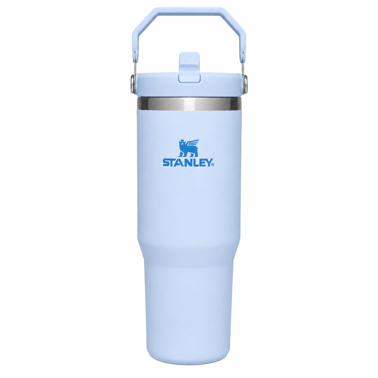 Stanley IceFlow Flip Straw Tumbler 30 oz in iris, stainless steel with flip-up straw and handle