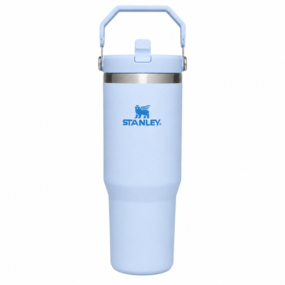 Stanley IceFlow Flip Straw Tumbler 30 oz in iris, stainless steel with flip-up straw and handle