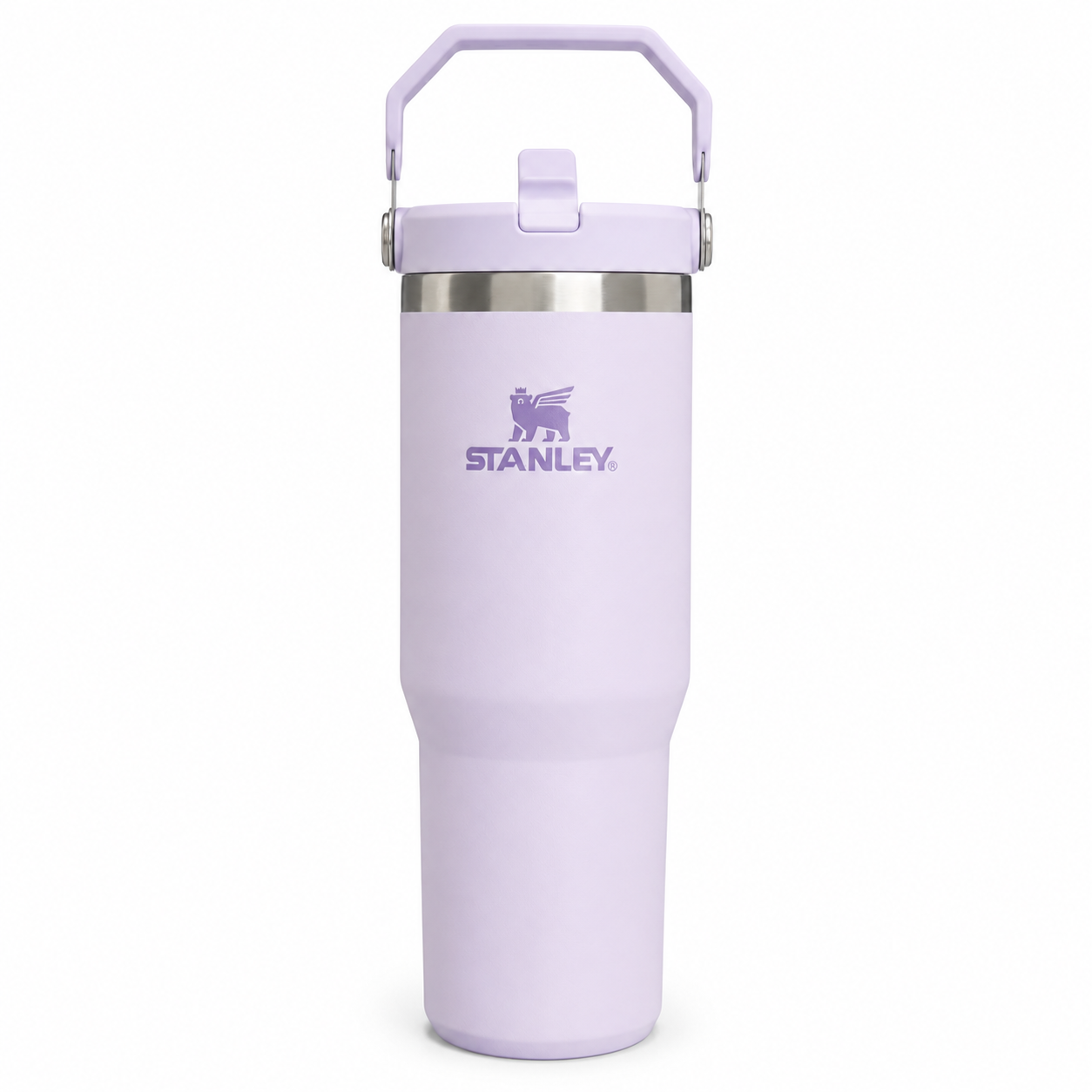 Stanley IceFlow Flip Straw Tumbler 30 oz in lilac, stainless steel with flip-up straw and handle