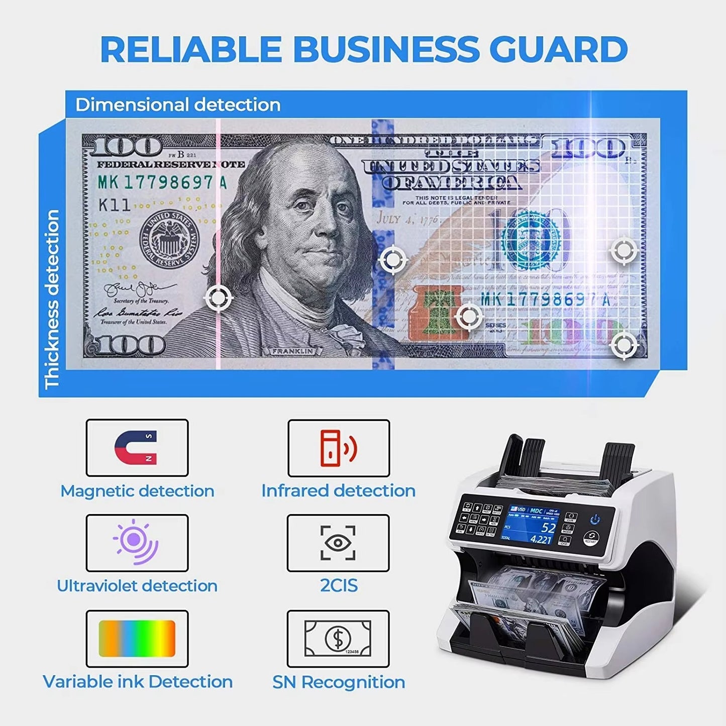 Currency Counter Model AL-920 with Multi-Mode Operation and Advanced Detection