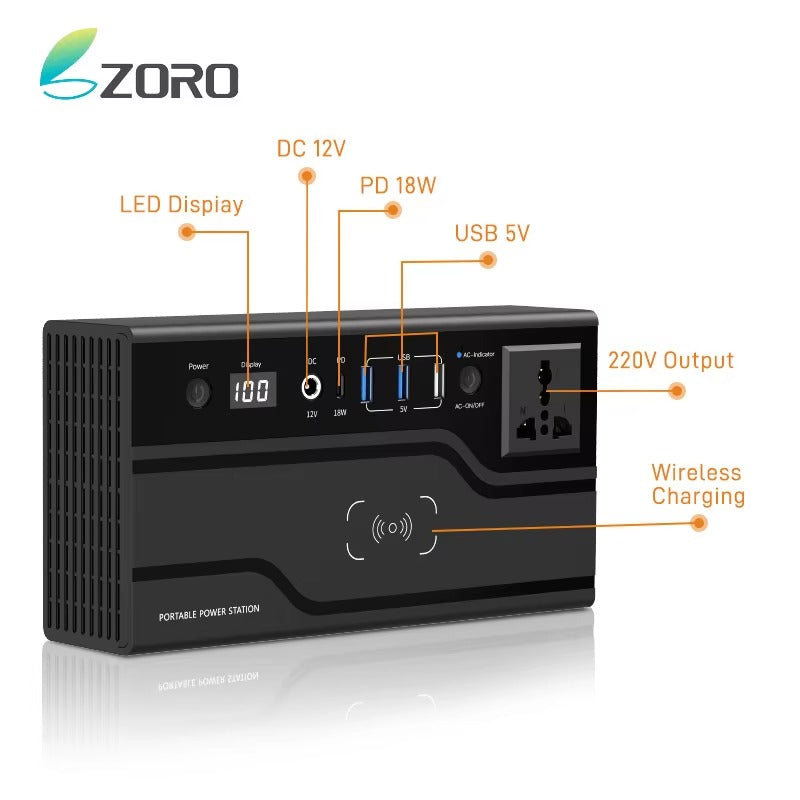 Tazeet FAC-200X Portable Power Station | 200W Power Bank with Wireless Charging | Emergency & Outdoor Use