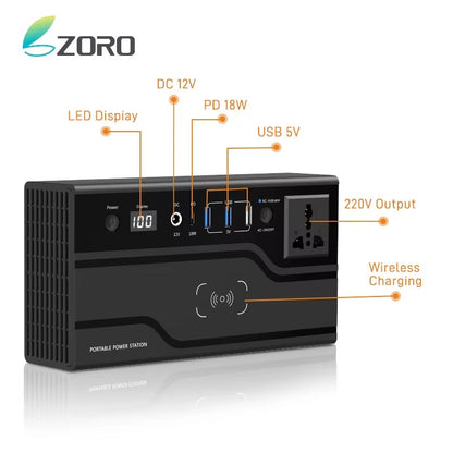 Tazeet FAC-200X Portable Power Station | 200W Power Bank with Wireless Charging | Emergency & Outdoor Use