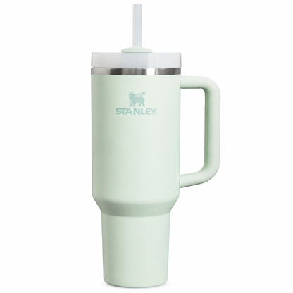 Stanley Quencher H2.0 tumbler in mist, stainless steel with handle and straw