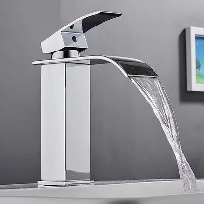 Waterfall Bathroom Faucet – Stainless Steel Vanity Sink Faucet, Single Handle Basin Mixer Tap for Hot & Cold Water, Modern Short Design - image 2