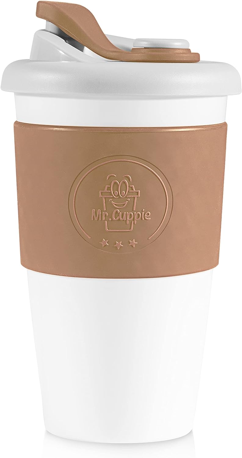 Mr.Cuppie 16oz Reusable Coffee Cups with Lids,Dishwasher and Microwave Friendly Cup, Travel Coffee Mug Silicone Sleeve,Portable To Go Coffee Mug - Tazeet.com