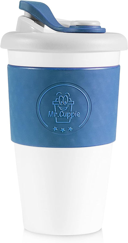 Mr.Cuppie 16oz Reusable Coffee Cups with Lids,Dishwasher and Microwave Friendly Cup, Travel Coffee Mug Silicone Sleeve,Portable To Go Coffee Mug - Tazeet.com