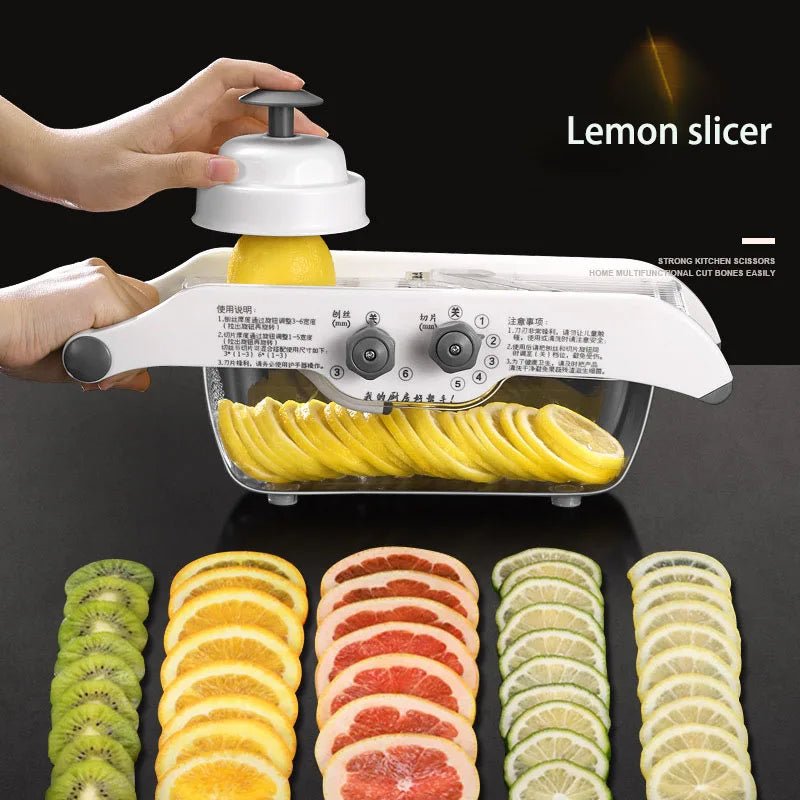 Multifunctional Lemon Grater Vegetable Slicer With Basket,Fruit Potato Chopper Carrot Cutter Slicer Kitchen Accessories - Tazeet.com