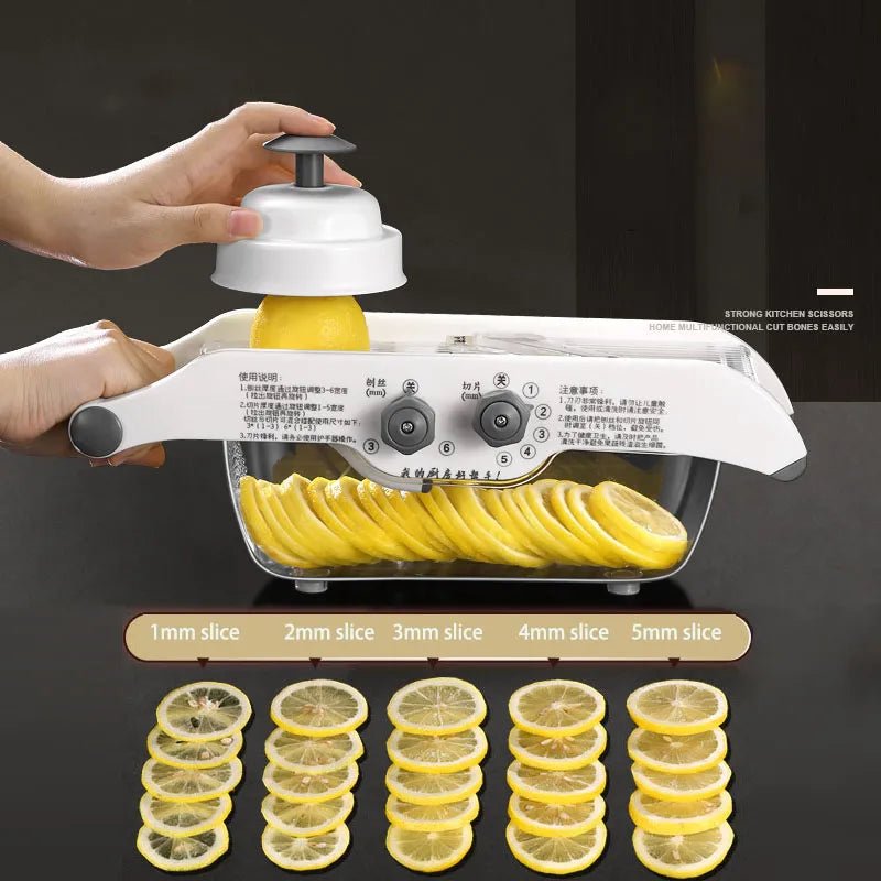 Multifunctional Lemon Grater Vegetable Slicer With Basket,Fruit Potato Chopper Carrot Cutter Slicer Kitchen Accessories - Tazeet.com