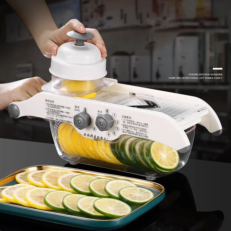 Multifunctional Lemon Grater Vegetable Slicer With Basket,Fruit Potato Chopper Carrot Cutter Slicer Kitchen Accessories - Tazeet.com