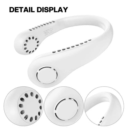 Portable Vaneless Neck Hanging Fan - Hands - Free, USB Rechargeable, 3 - Speed, Safe, and Stylish - Tazeet.com