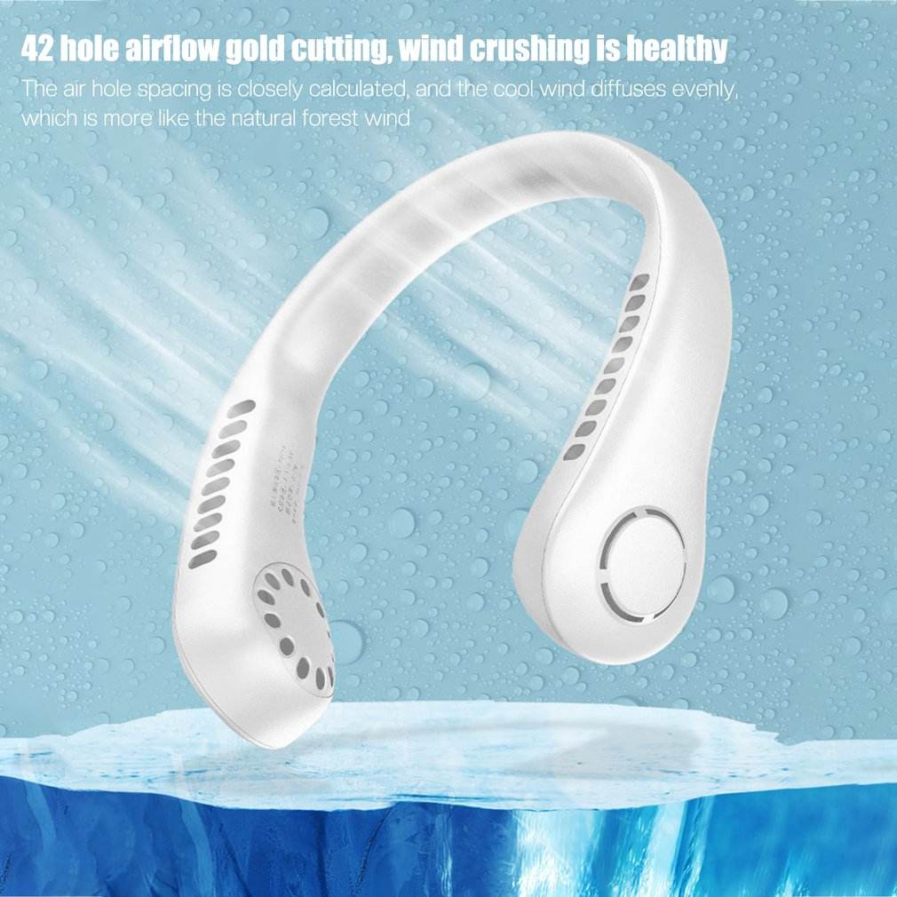 Portable Vaneless Neck Hanging Fan - Hands - Free, USB Rechargeable, 3 - Speed, Safe, and Stylish - Tazeet.com