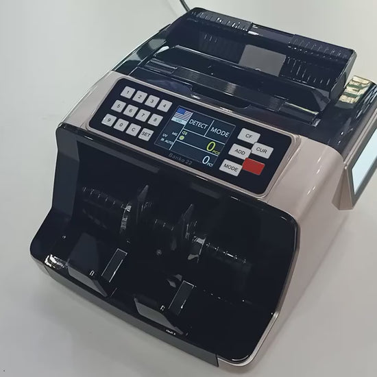 Currency Counter AL-7200 – 1000 pcs/min, UV/MG Detection, Dual LCD Display, RS-232 Interface - video 1