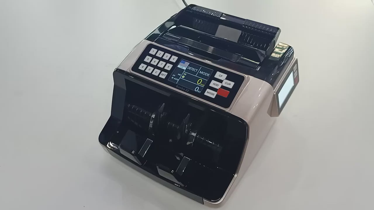 Currency Counter AL-7200 – 1000 pcs/min, UV/MG Detection, Dual LCD Display, RS-232 Interface - video 1