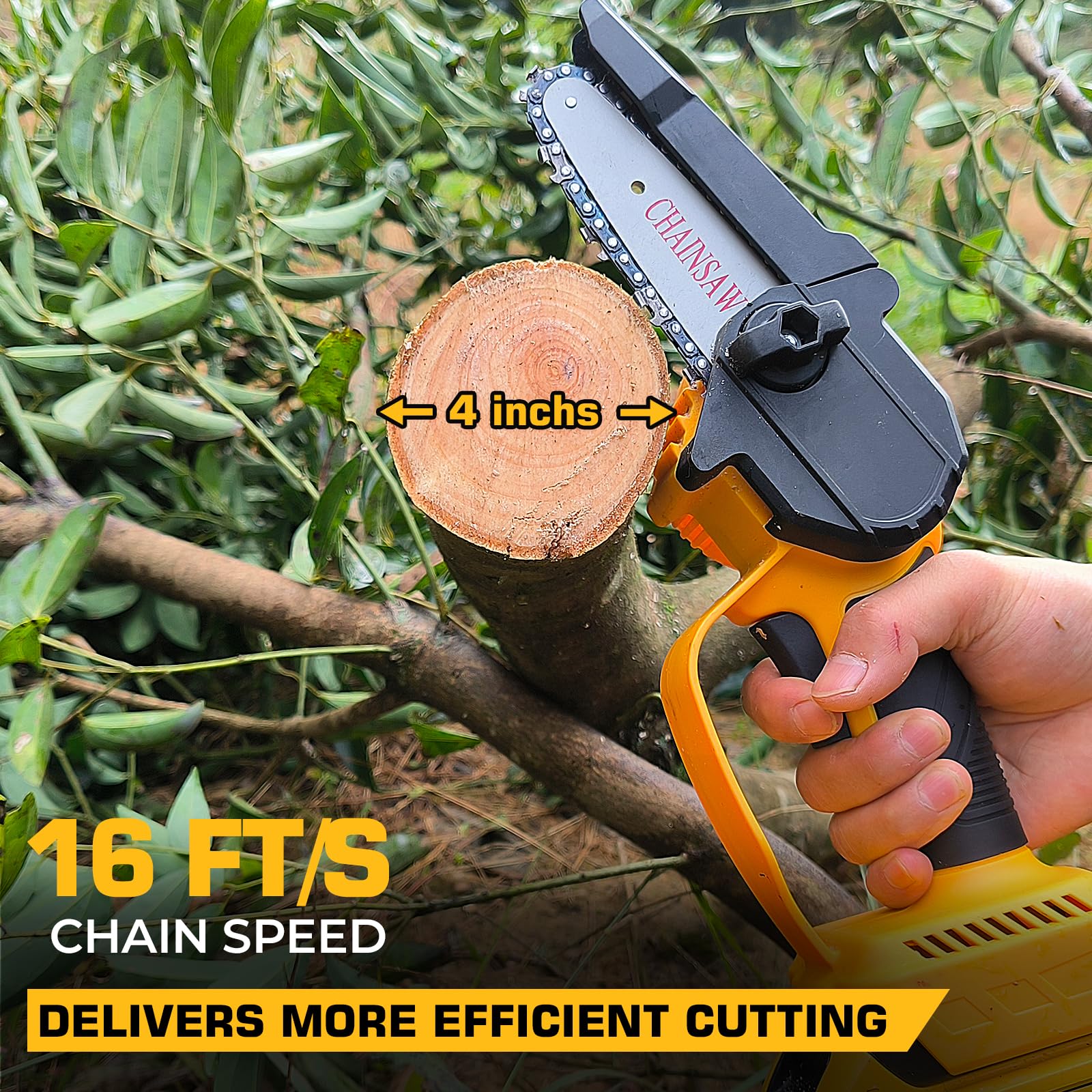 Pruning Chainsaw for Dewalt 20V MAX Battery, 4 - Inch Brushless Cordless Mini Chainsaw Compact&Portable, Battery Powered Mini Chainsaw for Pruning Branches, Wood Cutting, Tree Trimming (Tools only) - Tazeet.com