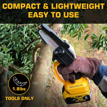 Pruning Chainsaw for Dewalt 20V MAX Battery, 4 - Inch Brushless Cordless Mini Chainsaw Compact&Portable, Battery Powered Mini Chainsaw for Pruning Branches, Wood Cutting, Tree Trimming (Tools only) - Tazeet.com