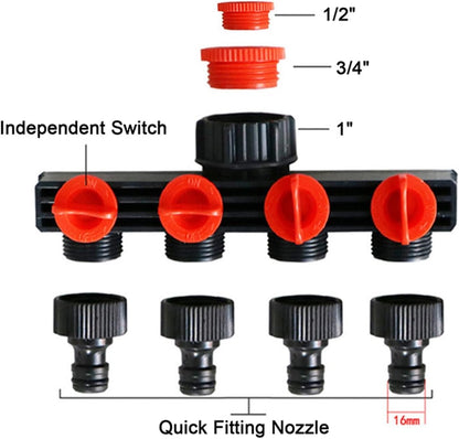 Quick Connector For Garden Irrigation Pipe Tap Fit Garden Watering Irrigation Tools 4 - way Tap Hose Splitter Drip Manifold Fittings Pipe Connector Set Adapter Faucet Quick Thread - Tazeet.com