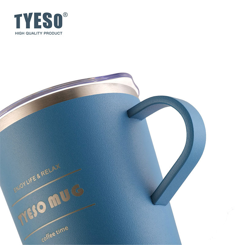 TYESO Vacuum Insulated Stainless Steel Coffee Mug with Handle - Durable, Leakproof, and Stylish Design for Hot & Cold Beverages