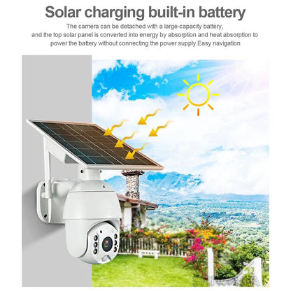Solar PTZ Wireless Camera RBX-S10 | 5MP, 360° PTZ, Full-Color Night Vision, IP65 Waterproof - Tazeet.com