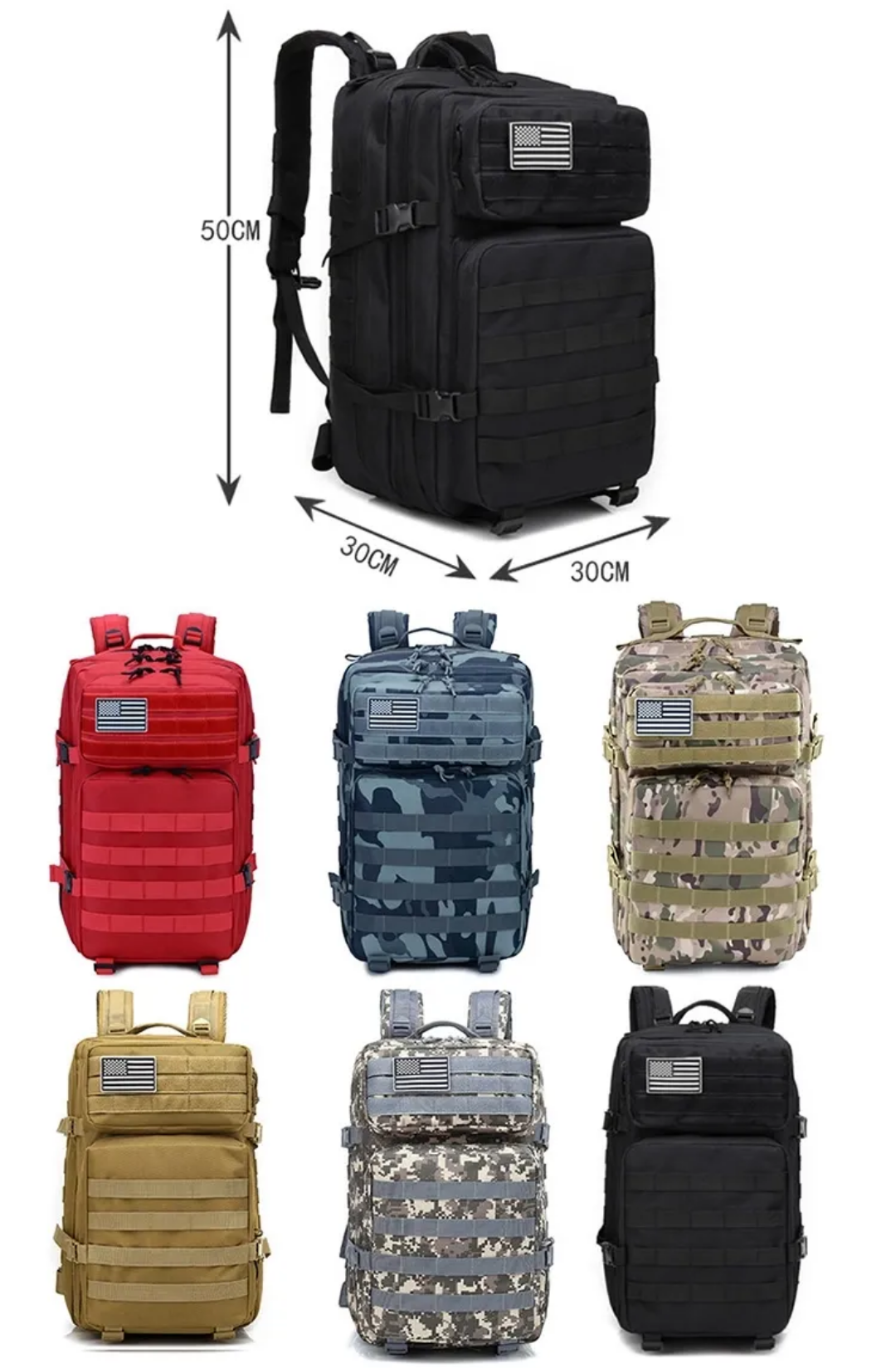 TAZEET 40L Outdoor Hiking Backpack – Waterproof MOLLE Travel & Camping Bag