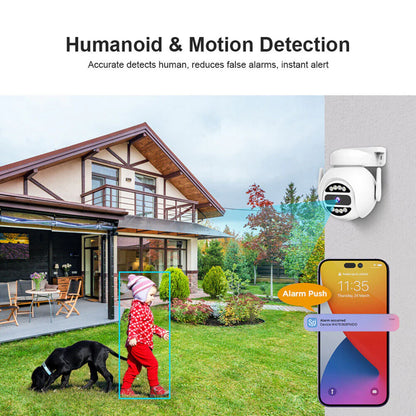 SH047 PTZ Wireless Camera | 4MP 2K Resolution, IR Night Vision, Human Tracking, Two-Way Audio, IP66 Waterproof - Tazeet.com