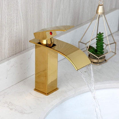 Waterfall Bathroom Faucet – Stainless Steel Vanity Sink Faucet, Single Handle Basin Mixer Tap for Hot & Cold Water, Modern Short Design - image 10