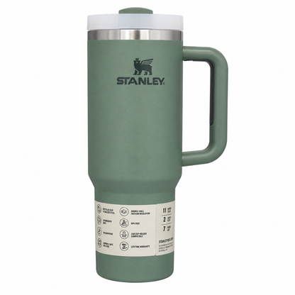 Stanley Quencher H2.0 tumbler in shale, stainless steel with handle and straw