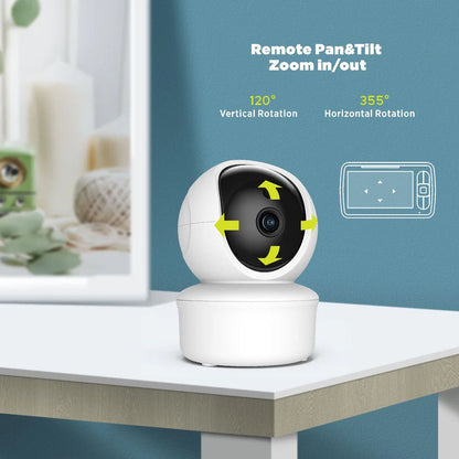 PTZ Wireless Baby Monitor | 5” LCD Display | Two-Way Audio | IR Night Vision | Lullabies | Temperature Alarm - Tazeet.com