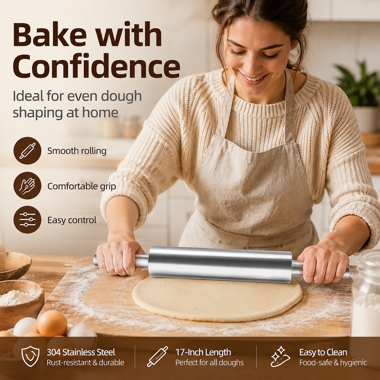 17-Inch Stainless Steel Rolling Pin - product image 8