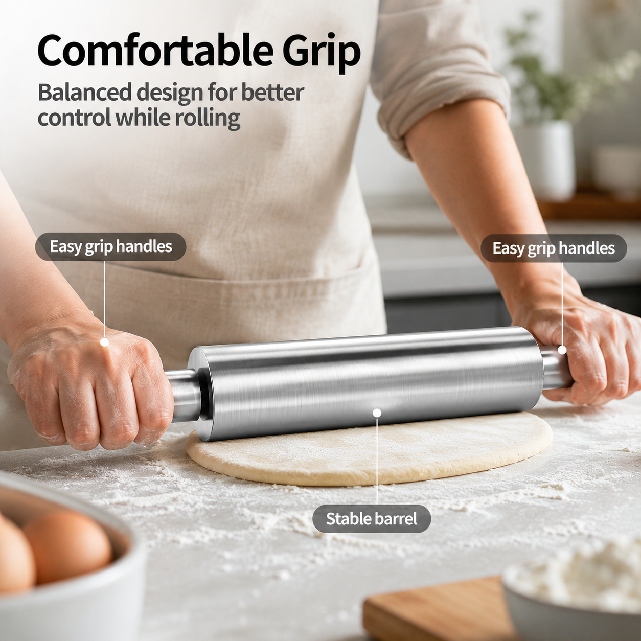 17-Inch Stainless Steel Rolling Pin - product image 5