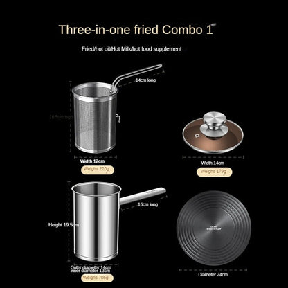 Stainless Steel Multifunction Pot With Lid Deep Fryer With Basket strainer French Fries Soup Noodle Induction Cooker Gas Kitchen - Tazeet.com