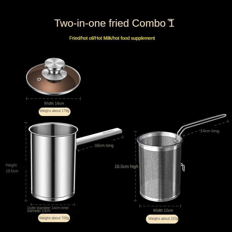 Stainless Steel Multifunction Pot With Lid Deep Fryer With Basket strainer French Fries Soup Noodle Induction Cooker Gas Kitchen - Tazeet.com