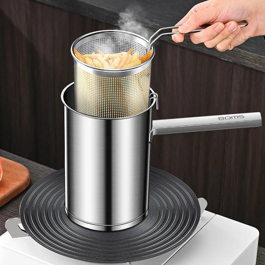 Stainless Steel Multifunction Pot With Lid Deep Fryer With Basket strainer French Fries Soup Noodle Induction Cooker Gas Kitchen - Tazeet.com