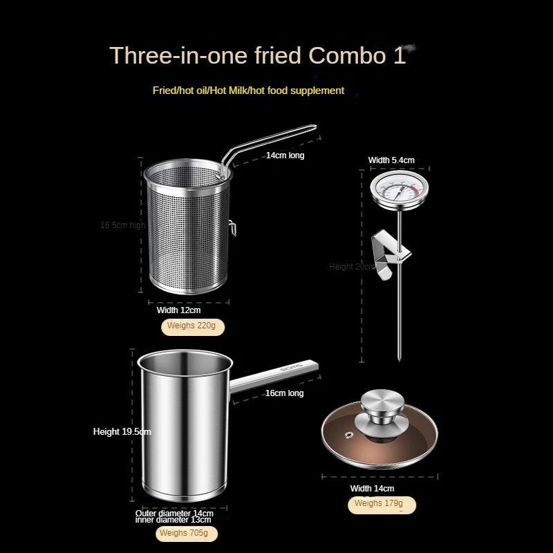 Stainless Steel Multifunction Pot With Lid Deep Fryer With Basket strainer French Fries Soup Noodle Induction Cooker Gas Kitchen - Tazeet.com